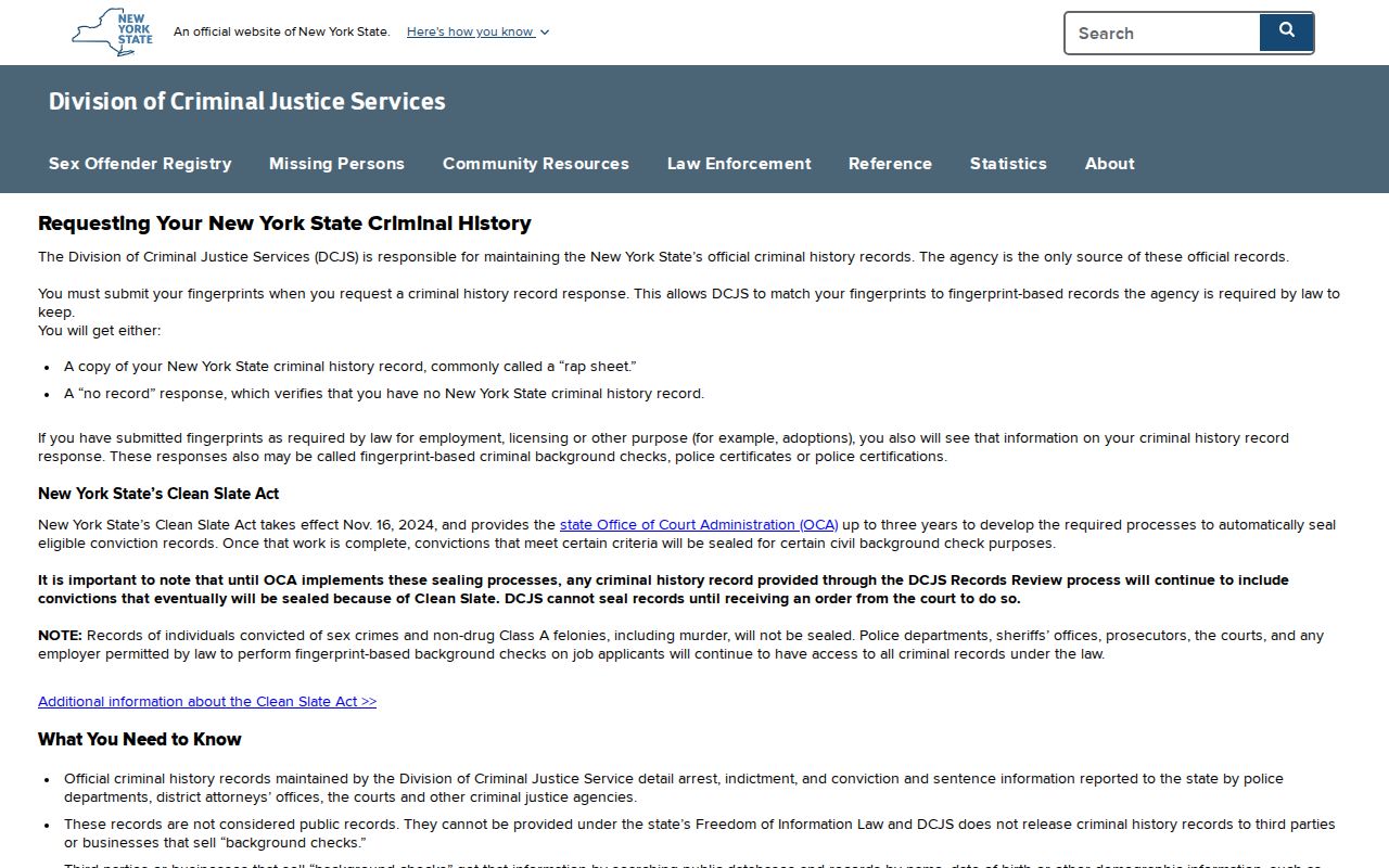 Tompkins County arrest history DCJS personal record review