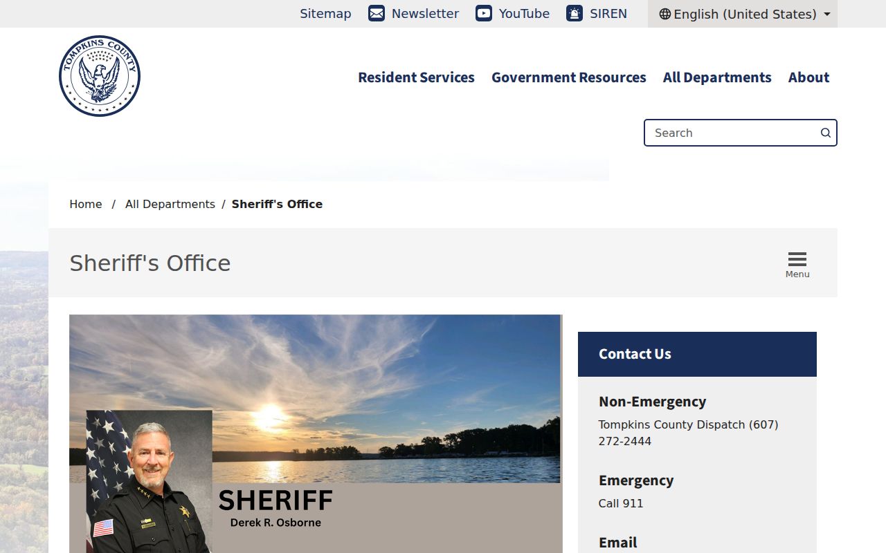 Tompkins County criminal history sheriff records page