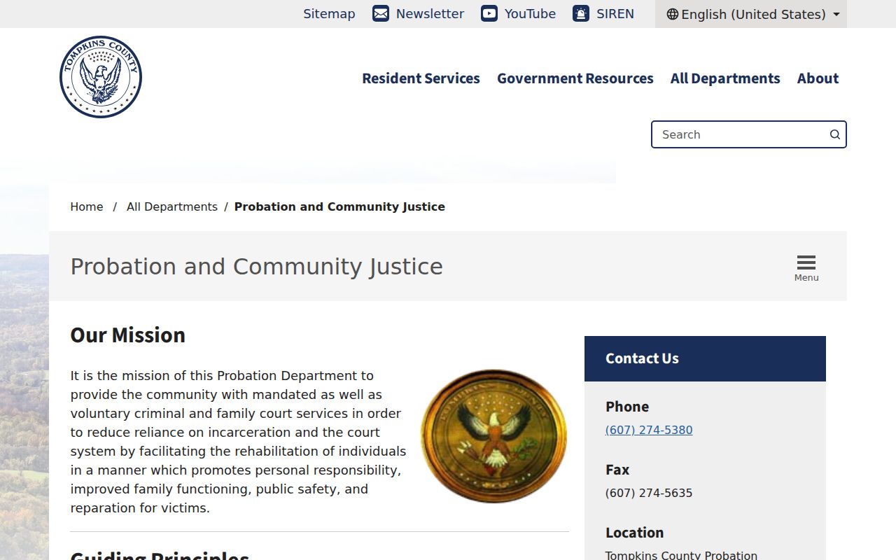Tompkins County criminal record probation office